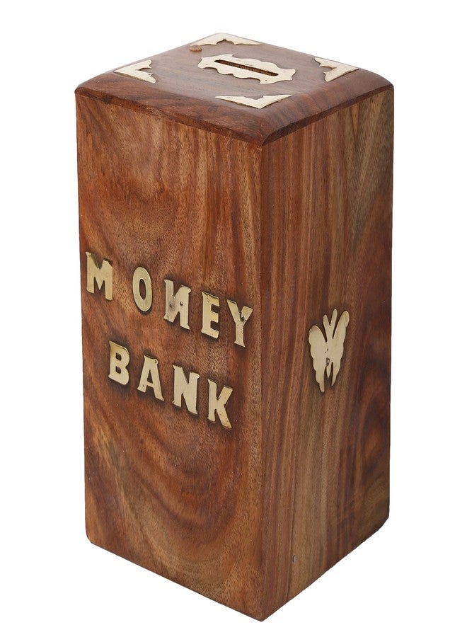Sri balajee bangles Handicrafted Wooden Piggy Bank for Girls and Boys (12.5 X 10 X 15 cm, Brown) - Image 1