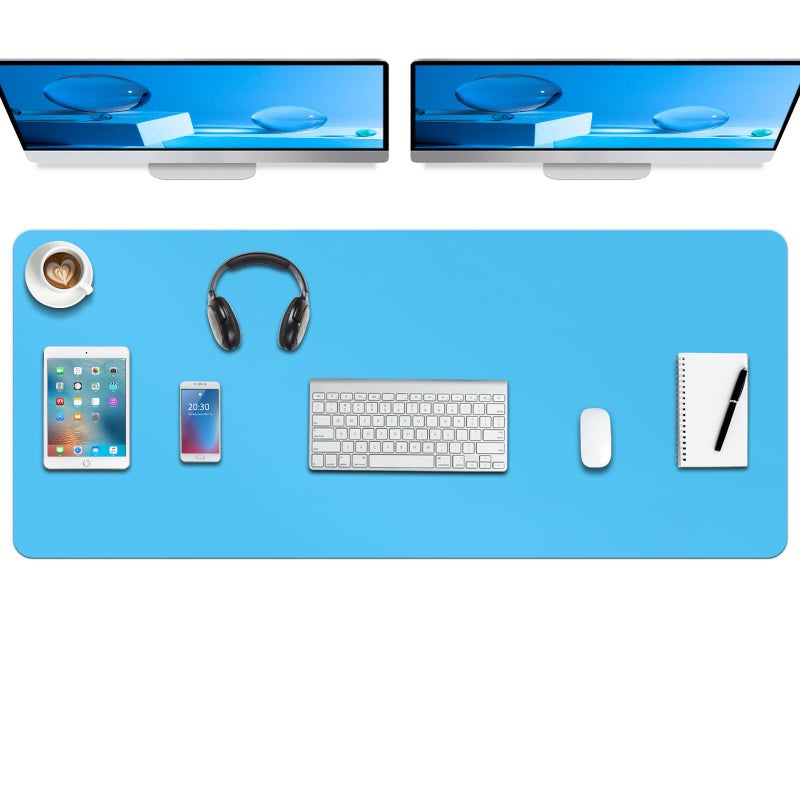 Boutilon Leather Desk Pad ProtectorNonSlip Mouse PadLaptop Desk PadOffice Mouse MatWaterproof Leather Desk BlotterDesk Writing Pad for Office and Home XXXLBlue47x 24
