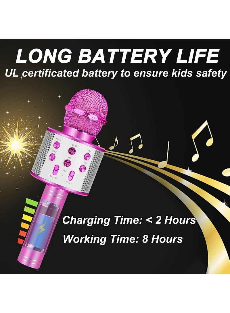 Lukadah Kids Microphone for Singing, Wireless Bluetooth Karaoke Microphone for Adults, Portable Handheld Karaoke Machine, Toys for Boys and Girls Gift for Birthday Party | PINK - Image 3