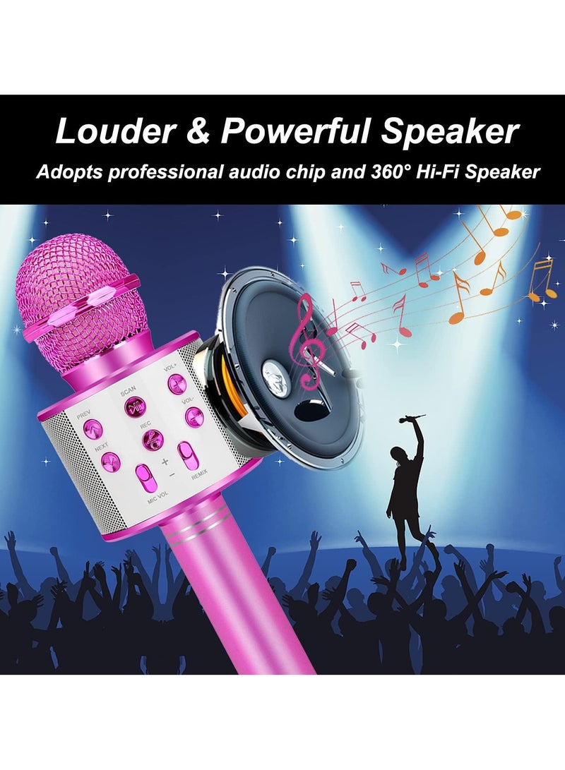 Lukadah Kids Microphone for Singing, Wireless Bluetooth Karaoke Microphone for Adults, Portable Handheld Karaoke Machine, Toys for Boys and Girls Gift for Birthday Party | PINK - Image 4