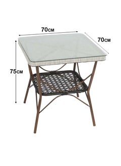 Living Square garden table multi use glass disc 70*70*75cm  - Image 3
