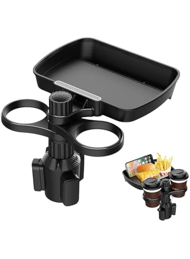 HOOKOR Car Seat Cup Holder, Car Cup Holder with Tray, Multifunctional Car Food Tray Table, Phone Slot and Adjustable Swivel Arm, Perfect Travel Accessories Car Organizer (2 cup holder) - Image 1