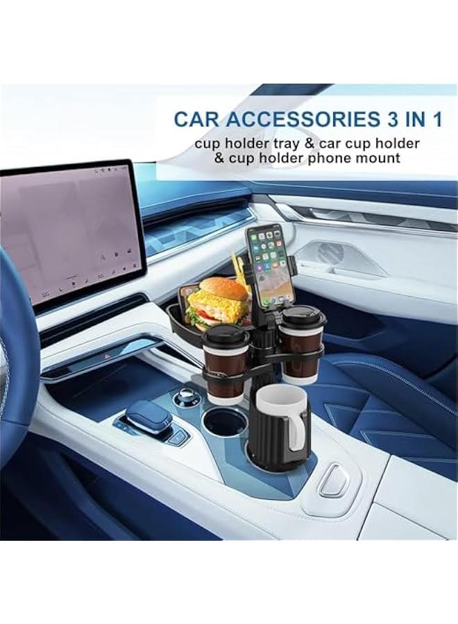 HOOKOR Car Seat Cup Holder, Car Cup Holder with Tray, Multifunctional Car Food Tray Table, Phone Slot and Adjustable Swivel Arm, Perfect Travel Accessories Car Organizer (2 cup holder) - Image 2