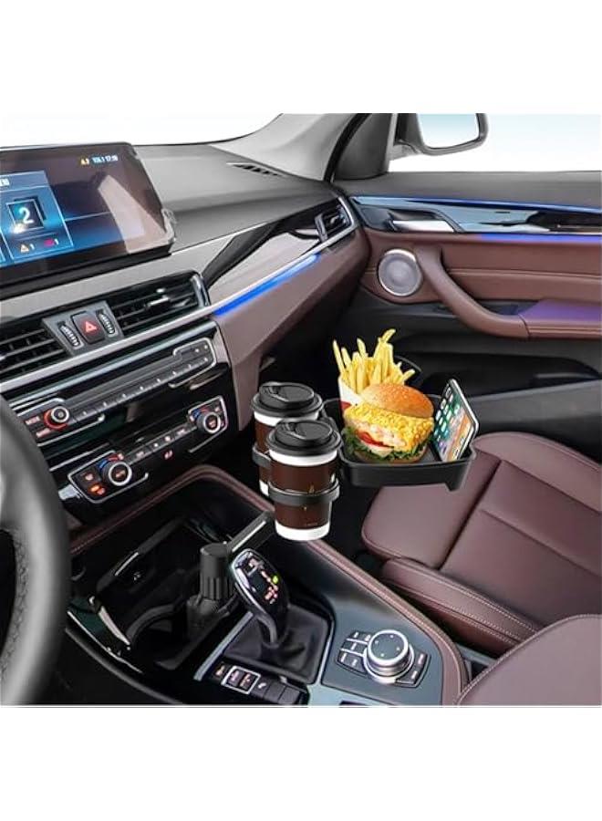 HOOKOR Car Seat Cup Holder, Car Cup Holder with Tray, Multifunctional Car Food Tray Table, Phone Slot and Adjustable Swivel Arm, Perfect Travel Accessories Car Organizer (2 cup holder) - Image 3