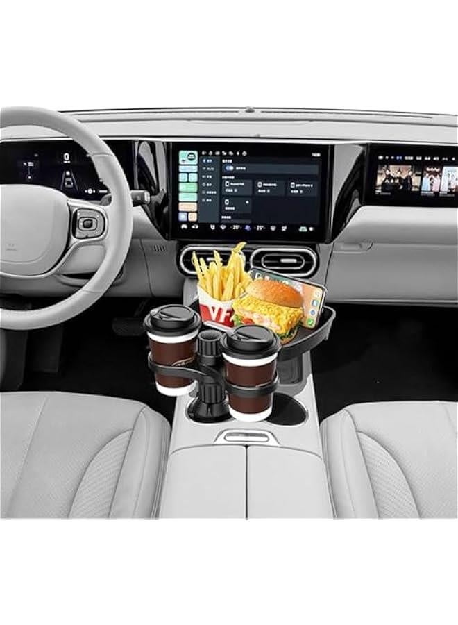 HOOKOR Car Seat Cup Holder, Car Cup Holder with Tray, Multifunctional Car Food Tray Table, Phone Slot and Adjustable Swivel Arm, Perfect Travel Accessories Car Organizer (2 cup holder) - Image 4