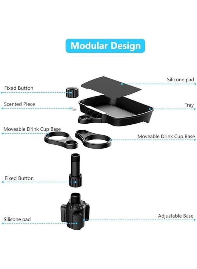 HOOKOR Car Seat Cup Holder, Car Cup Holder with Tray, Multifunctional Car Food Tray Table, Phone Slot and Adjustable Swivel Arm, Perfect Travel Accessories Car Organizer (2 cup holder) - Image 5