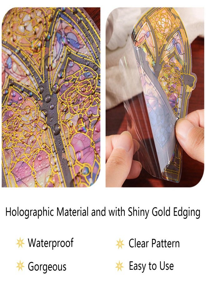 SKIONCE Holographic Transparent Glitter Stickers,40 Pieces Window Frame Scrapbook Junk Journal Stickers for Journaling Resin Accessories Card Making Crafts,Scrapbooking Sticker Supplies - Image 3