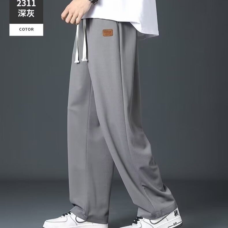 Ice Silk Pants Men'S Summer Thin Loose Straight-Leg Sports Dape Wide-Leg Pants Junior Boys Casual Long Pants - Image 3