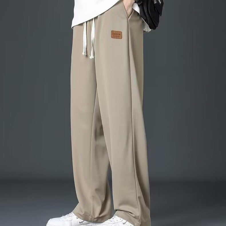 Ice Silk Pants Men'S Summer Thin Loose Straight-Leg Sports Dape Wide-Leg Pants Junior Boys Casual Long Pants - Image 1