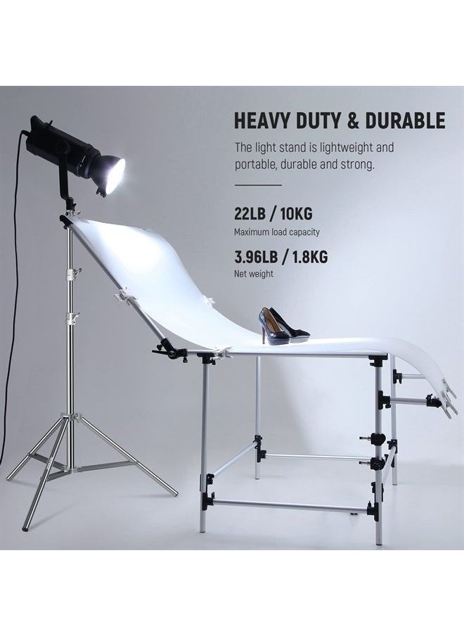 Neewer - NEEWER 7.2ft/2.2m Stainless Steel Light Stand, Spring Cushioned Heavy Duty Photography Tripod Stand with 1/4” to 3/8” Universal Screw Adapter for Strobe,LED Video Light,Ring Light, Monolight, Softbox - Image 1