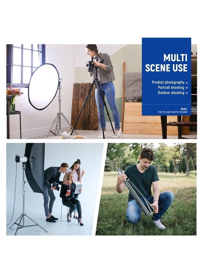 Neewer - NEEWER 7.2ft/2.2m Stainless Steel Light Stand, Spring Cushioned Heavy Duty Photography Tripod Stand with 1/4” to 3/8” Universal Screw Adapter for Strobe,LED Video Light,Ring Light, Monolight, Softbox - Image 1