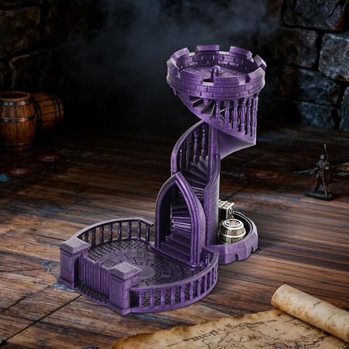 AUSPDICE Dice Tower Castle Retro DND Dice Rolling Tower and Tray for Dungeons and Dragons RPG Tabletop Games Metallic Purple Color - Image 1