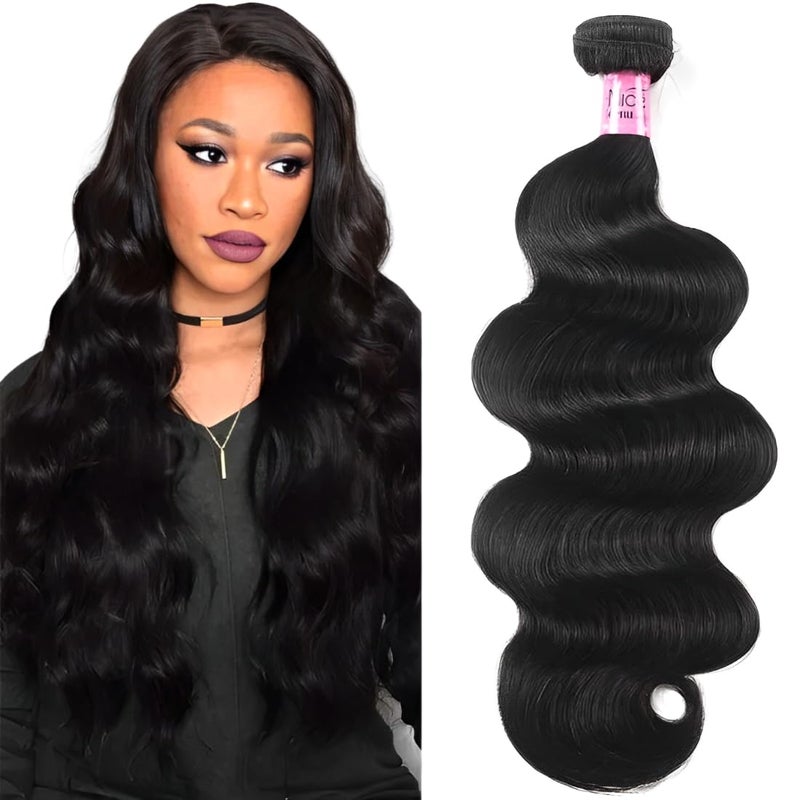 UNice Hair Brazilian Body Wave Human Hair 1 Bundle 22 inch 100 Unprocessed Virgin Human Hair Weave Extensions Natural Black Color Can be Dyed and Bleached