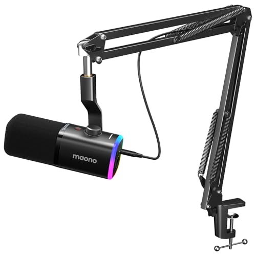 MAONO Dynamic Gaming Microphone: USB/XLR Podcast Mic with Boom Arm, Software, PC Mic for Gamer- Podcast Setup for Streaming, Recording Studio, YouTube Content Creation Online Chat-PD100XS (White) - Image 1