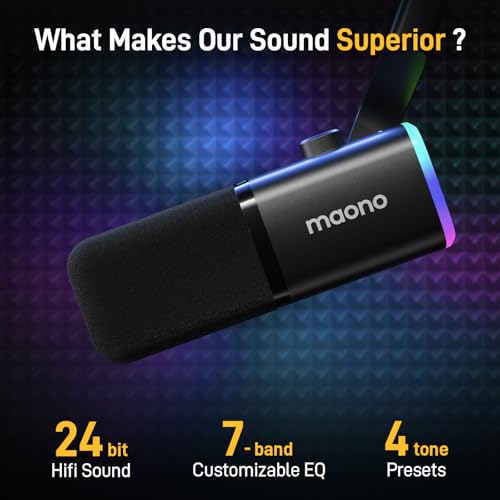 MAONO Dynamic Gaming Microphone: USB/XLR Podcast Mic with Boom Arm, Software, PC Mic for Gamer- Podcast Setup for Streaming, Recording Studio, YouTube Content Creation Online Chat-PD100XS (White) - Image 5