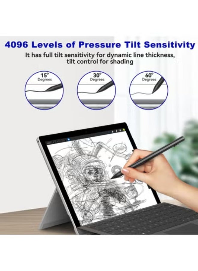High-Precision Surface Stylus Pen - 4096 Pressure Sensitivity & Palm Rejection Digital Pencil for Surface Pro 11/9/8/7/X, Surface Go, Laptop, and Book (Black) - Image 3