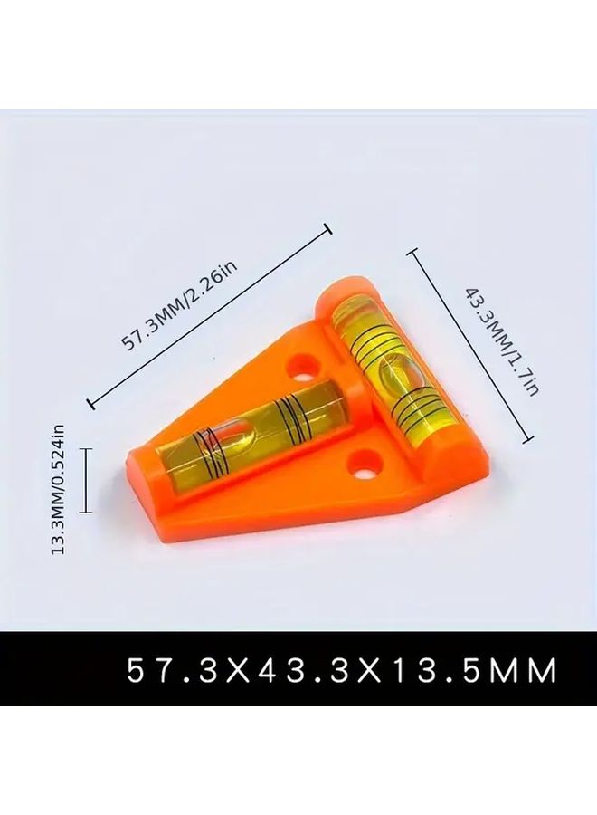 1pc Orange Compact T Type Magnetic Level With Dual Bubble Levels Acrylic Mini Level Easy Mounting Hole Black Yellow Stripe Design Precision Measurement - Image 2