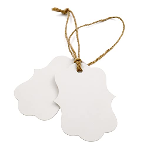 G2PLUS Blank Gift Tags with String, 100PCS White Paper Hang Tags, 2.8x2 in Hanging Price Tag, Wedding Favors Tag for Gift Wrapping, DIY Arts & Crafts, Christmas, Merchandise - Image 4