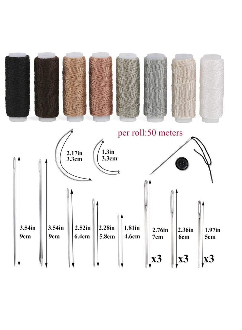 KASTWAVE 32 Pcs Sewing Kit Heavy Duty Sewing Kit with Sewing Awl Seam Ripper Hand Sewing Stitching Needles Sewing Thread Leather Craft Tool Kit for Shoes Sofa Tent Carpet Leather Craft DIY - Image 4
