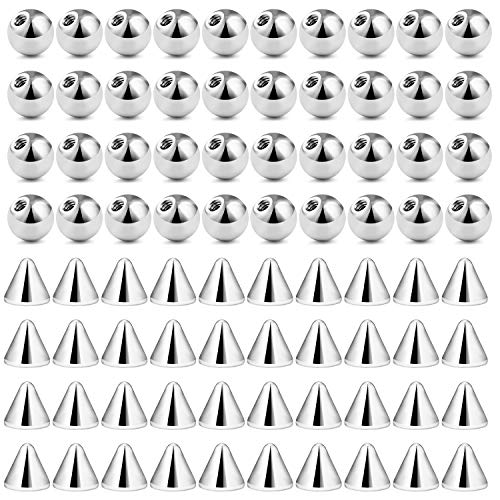 Ftovosyo 80Pcs 316L Surgical Steel Externally Threaded Replacement Balls Spikes Piercing Barbell Parts for Body Jewelry 20G 3mm - Image 1