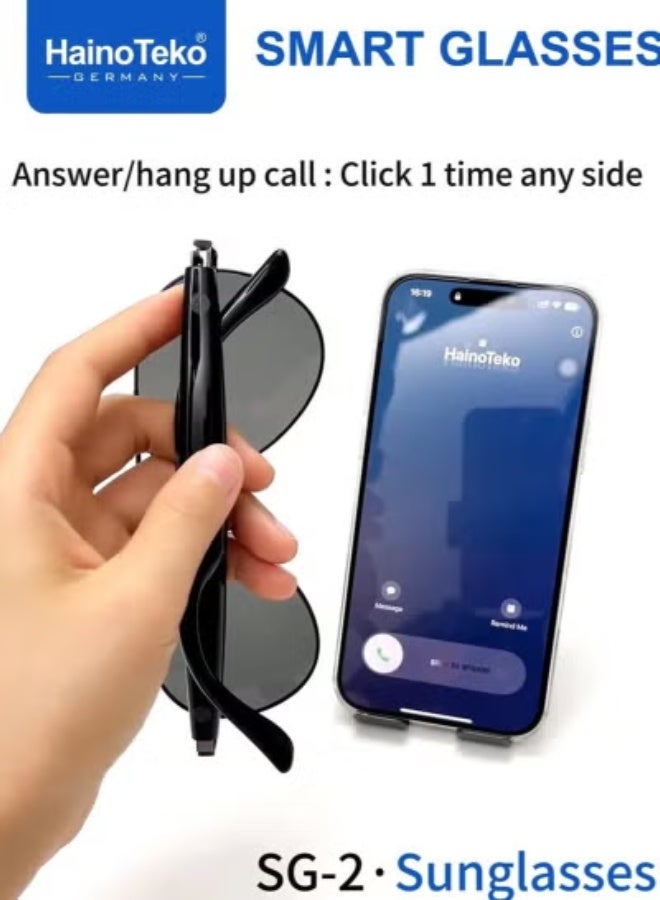 Haino Teko SG-2 Smart Sunglasses for Men – Bluetooth Audio Wireless Smart Glasses with Touch Control, UV Protection, Built-in Speakers, Hands-Free Calling, Stylish and Lightweight Eyewear for Outdoor Activities, Driving, and Daily Use - Image 4