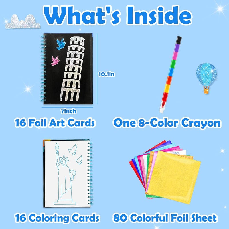 FUNNYB&G Foil Art Kit - Foil Crafts for Kids, Toys for Boys 4-10 Years Old, No Mess Travel Essentials, Kids Toys, Boys Gift, Birthday Gift, Coloring Books for Kids - Image 5