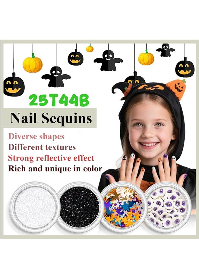 Beauenty Halloween Nail Polish Set - Nail Varnish Quick Dry - Gift Set Include Black Green Orange Nail Polish, 24PCS False Nails, 3 Random Nail Stickers For Children Creative Freedom DIY - Image 4
