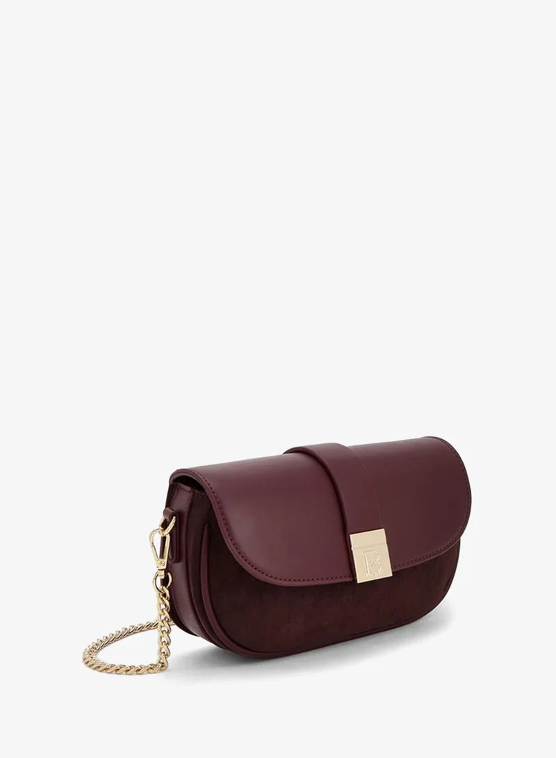 Flora Bella By Shoexpress BURGUNDY Textured Crossbody Bag With Chain Strap for Women | Best Price UAE