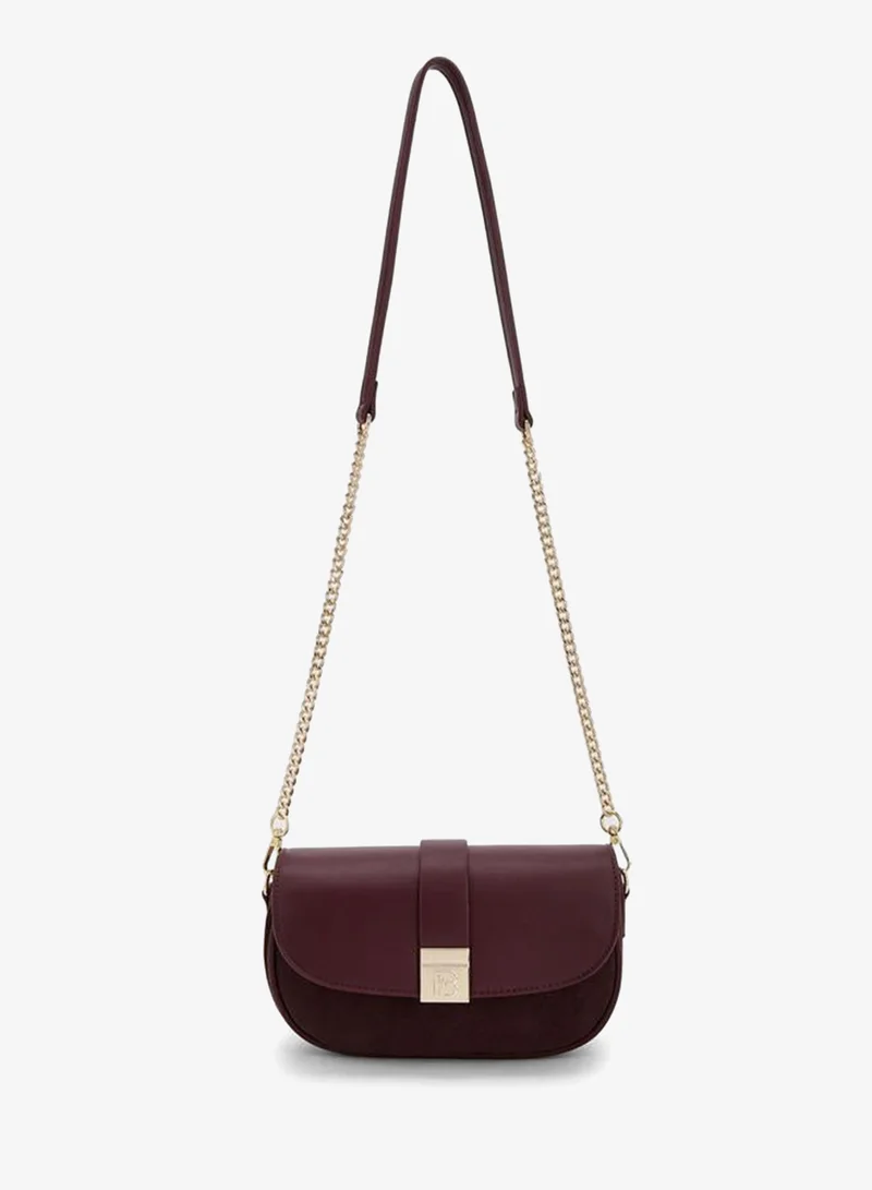 Flora Bella By Shoexpress BURGUNDY Textured Crossbody Bag With Chain Strap for Women | Best Price UAE