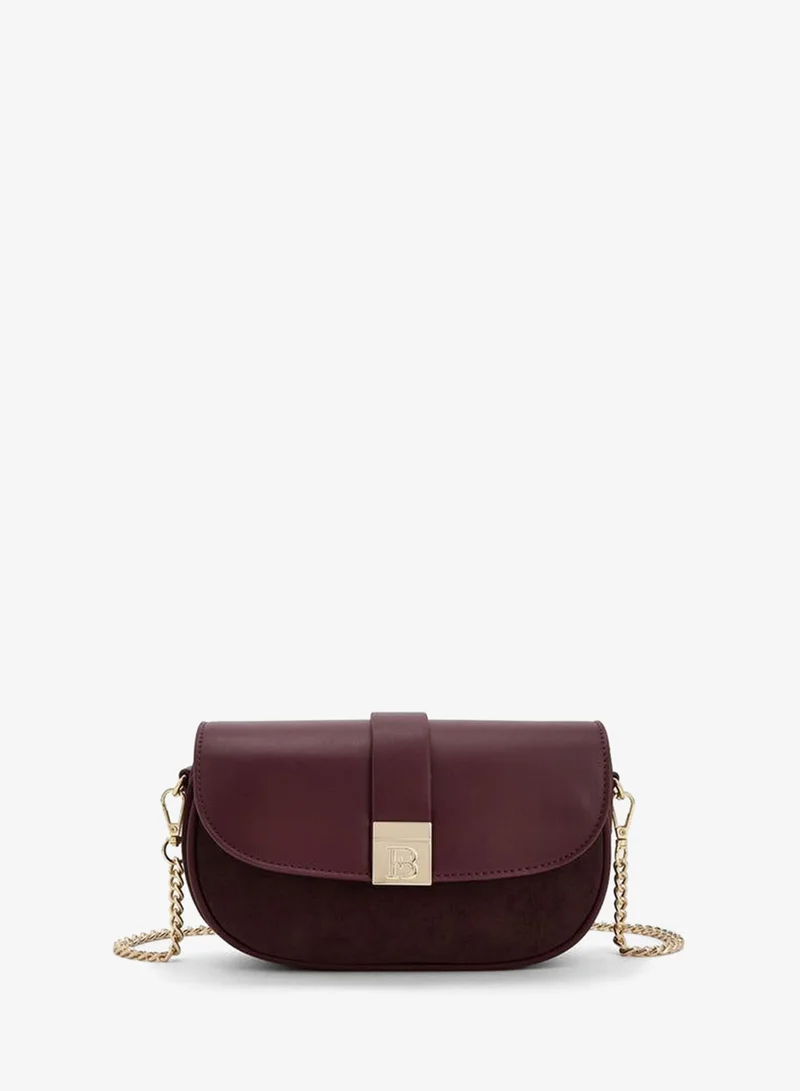 Textured Crossbody Bag With Chain Strap