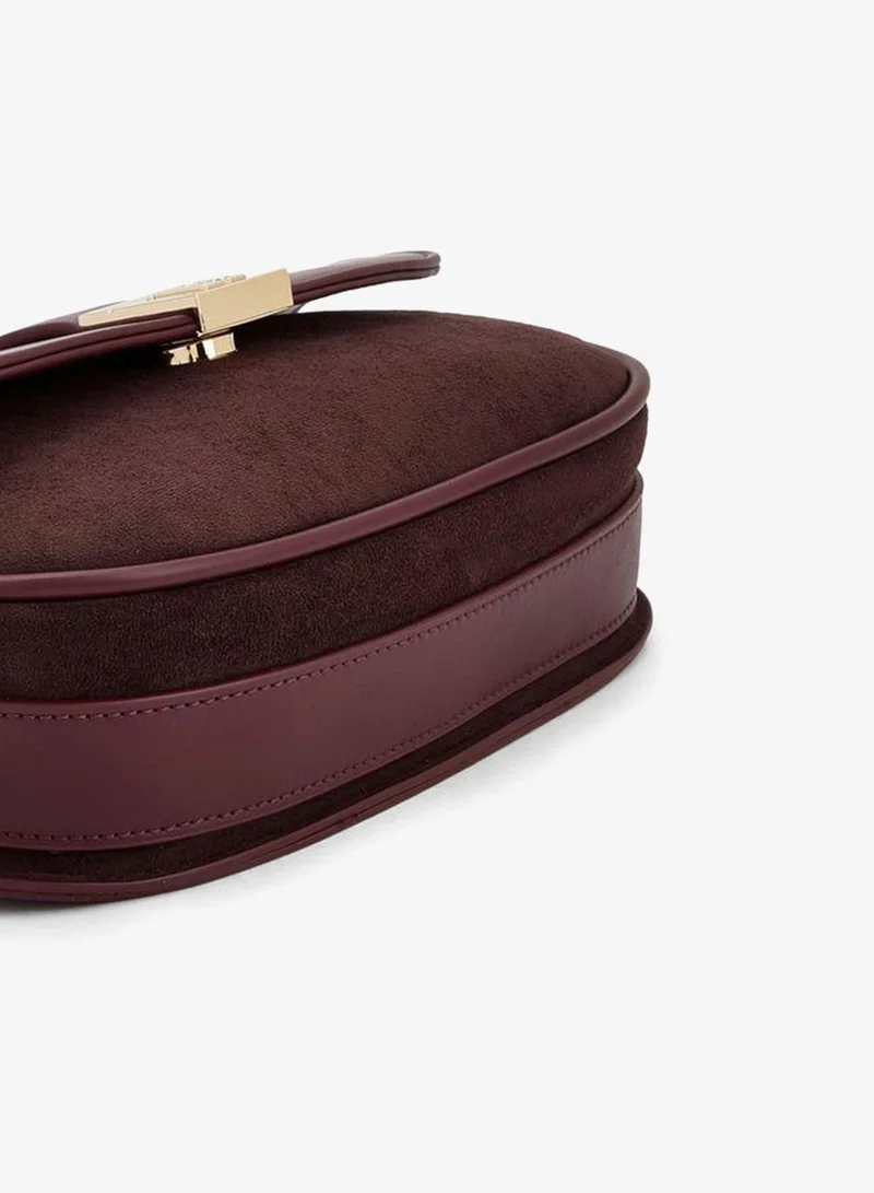 Flora Bella By Shoexpress BURGUNDY Textured Crossbody Bag With Chain Strap for Women | Best Price UAE