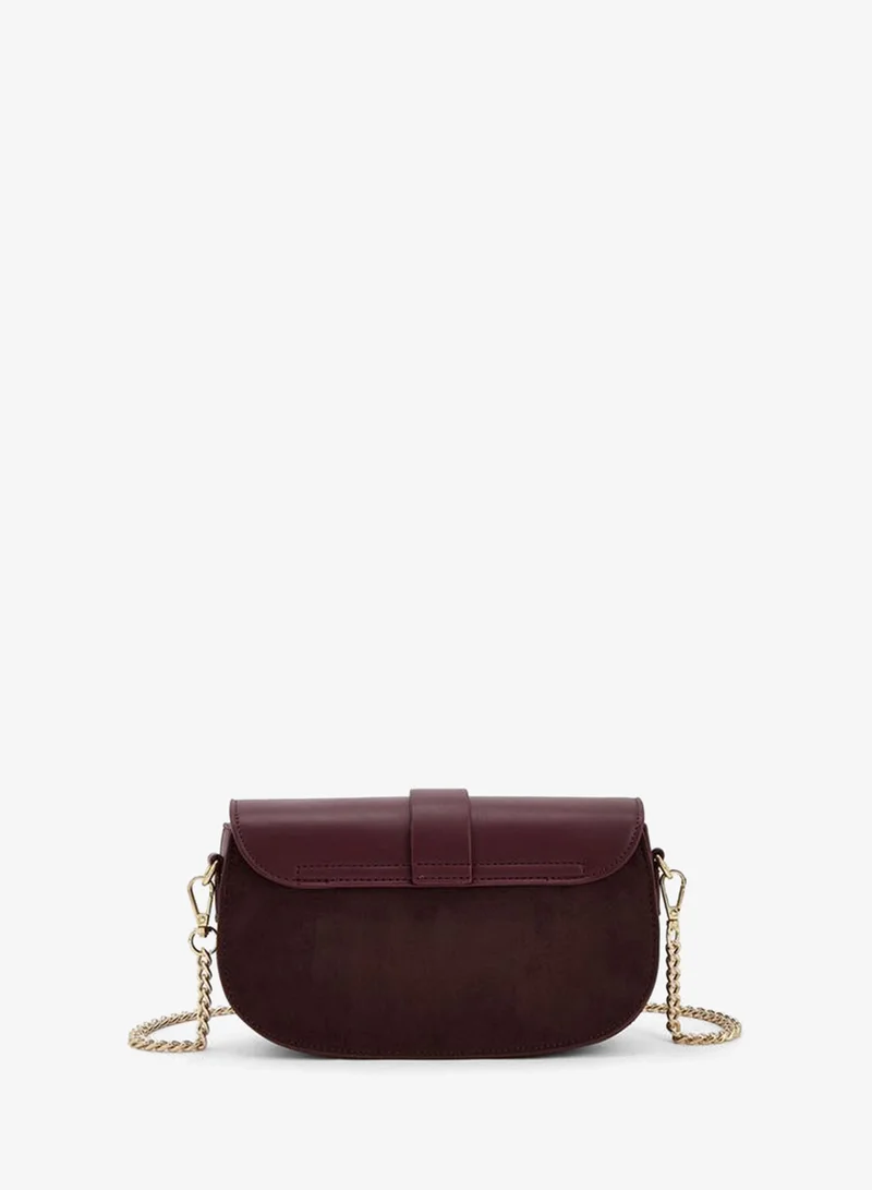 Flora Bella By Shoexpress BURGUNDY Textured Crossbody Bag With Chain Strap for Women | Best Price UAE