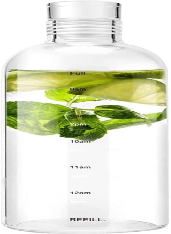 DOOKOO Water bottle,high borosilicate drinking Glass with printed time scale, sports water bottle, gym office outdoor sports and exercise (750ML)