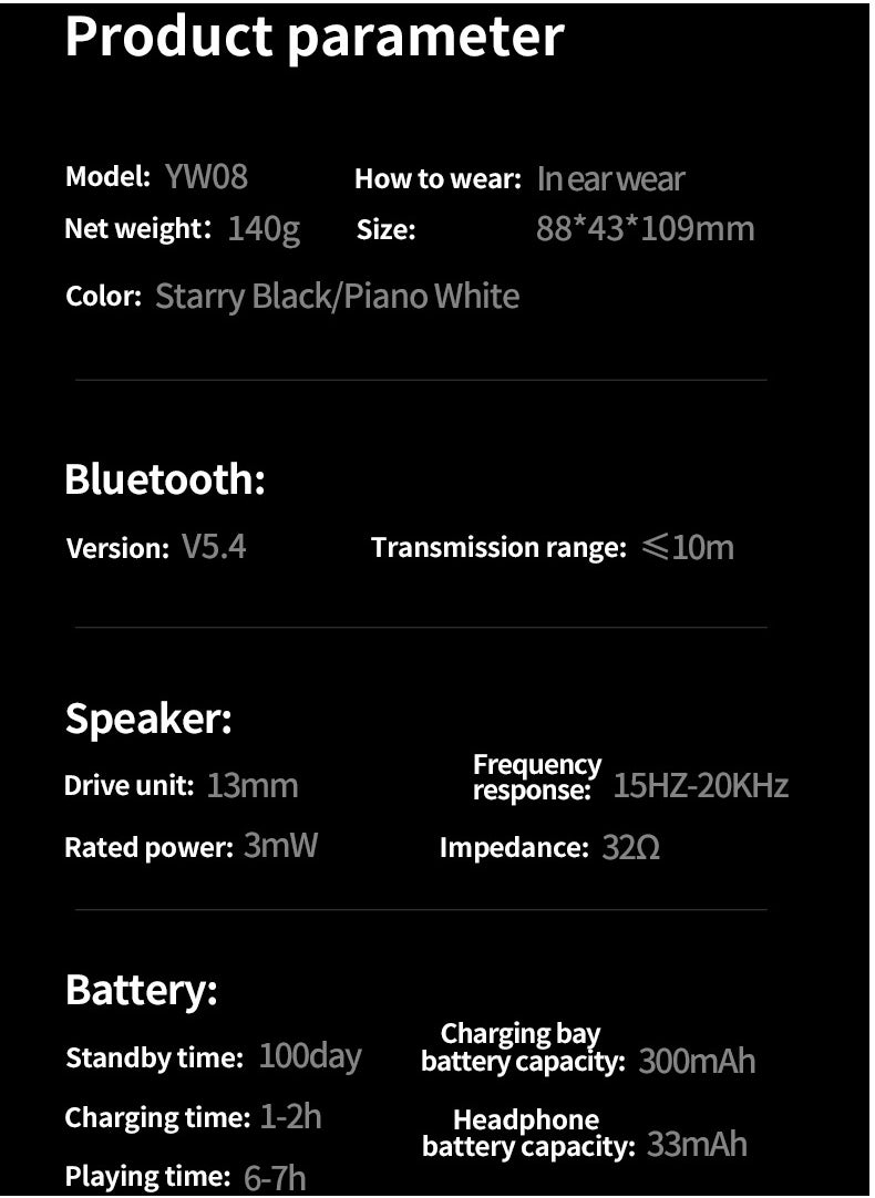 Generic YW07 TWS Wireless Earbuds Touch Control LCD Screen Earphone with ENC Noise Cancelling Super Bass Premium Sound Long Battery  - Image 5