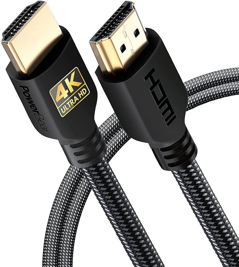 PowerBear 4K HDMI Cable 6 ft | High Speed, Braided Nylon & Gold Connectors, 4K @ 60Hz, Ultra HD, 2K, 1080P, ARC & CL3 Rated | for Laptop, Monitor, PS5, PS4, Xbox One, Fire TV, Apple TV & More - Image 1