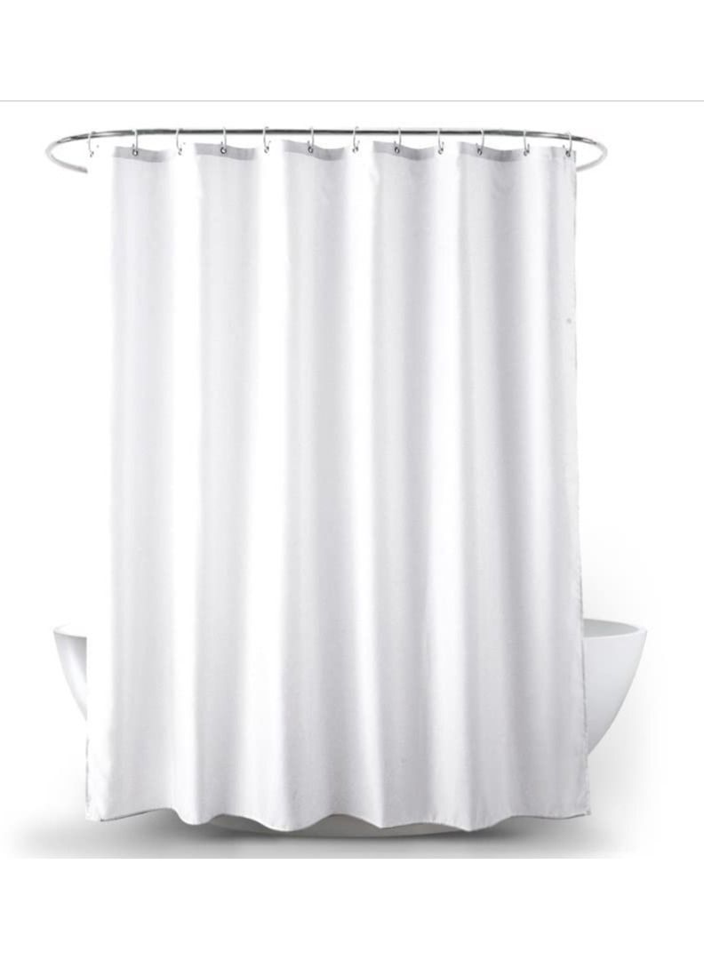 Rubik Shower Curtain Plain White Thick Fabric European Style Waterproof Mildew-proof No Smell with 12 Plastic Hooks for Bathroom (180 x 180cm) White  - Image 1
