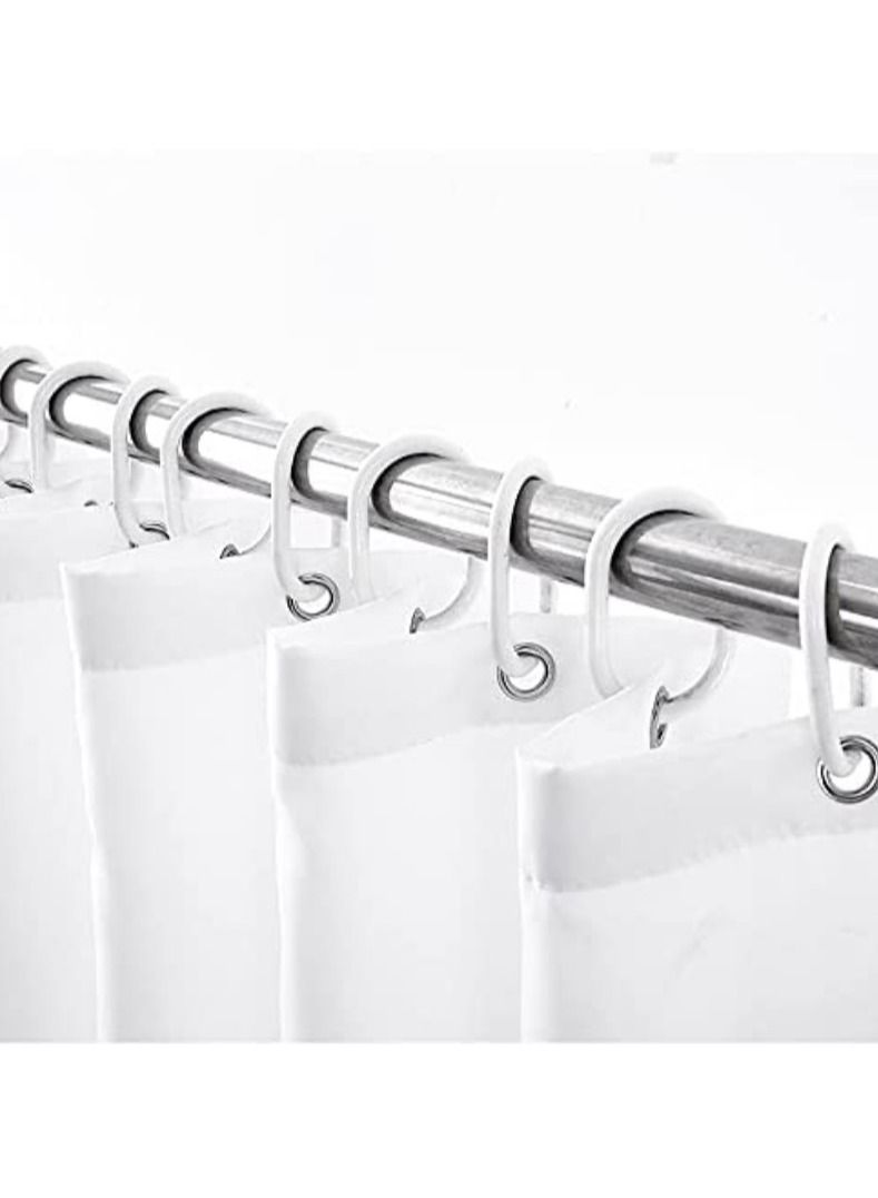 Rubik Shower Curtain Plain White Thick Fabric European Style Waterproof Mildew-proof No Smell with 12 Plastic Hooks for Bathroom (180 x 180cm) White  - Image 3