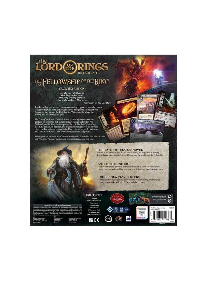 Fantasy Flight Games سيد الخواتم: لعبة الورق - توسيع ملحمة رفقة الخاتم - لعبة مغامرة تعاونية، لعبة استراتيجية، للأعمار 14 وما فوق، 1-4 لاعبين، وقت اللعب 30-120 دقيقة، من إنتاج ألعاب فانتازي فلايت. - Image 2