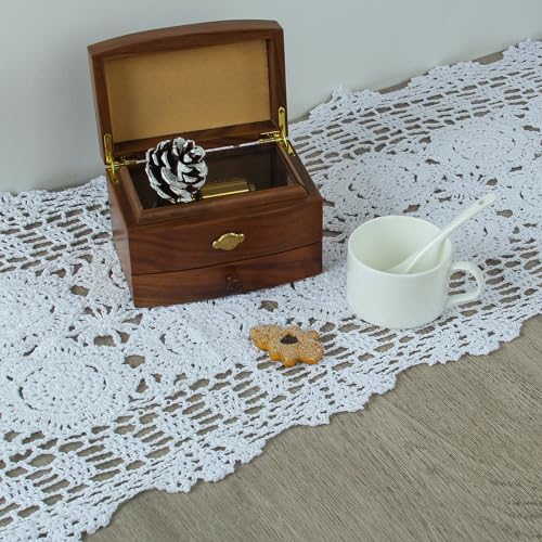 kilofly Handmade Crochet Cotton Lace Table Runner Tablecloth, 15 x 79 inch - Image 3
