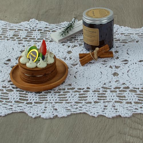 kilofly Handmade Crochet Cotton Lace Table Runner Tablecloth, 15 x 79 inch - Image 5