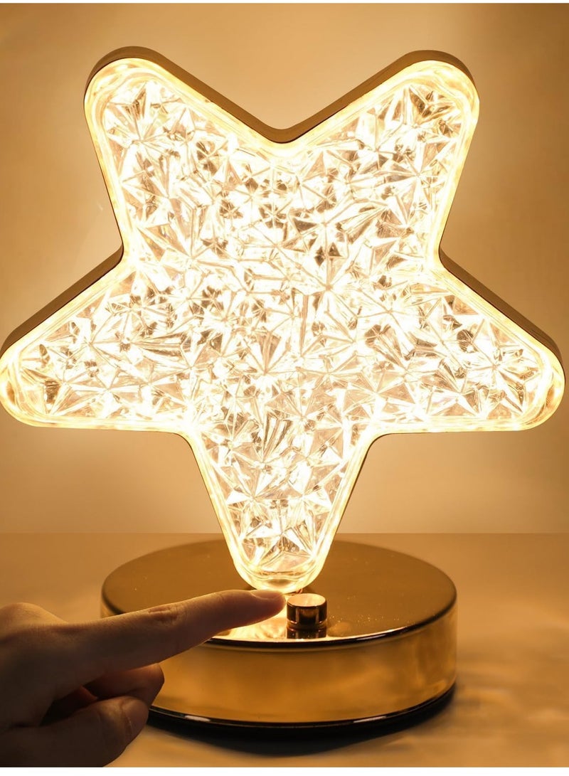 Desk Lamp,Star lamp,Crystal Table Lamp Star Shape Night Light Touch LED Nightstand Lamp Desk Lamp for Home Bedroom Living Room Office Ramadan Table Decorations - Image 1