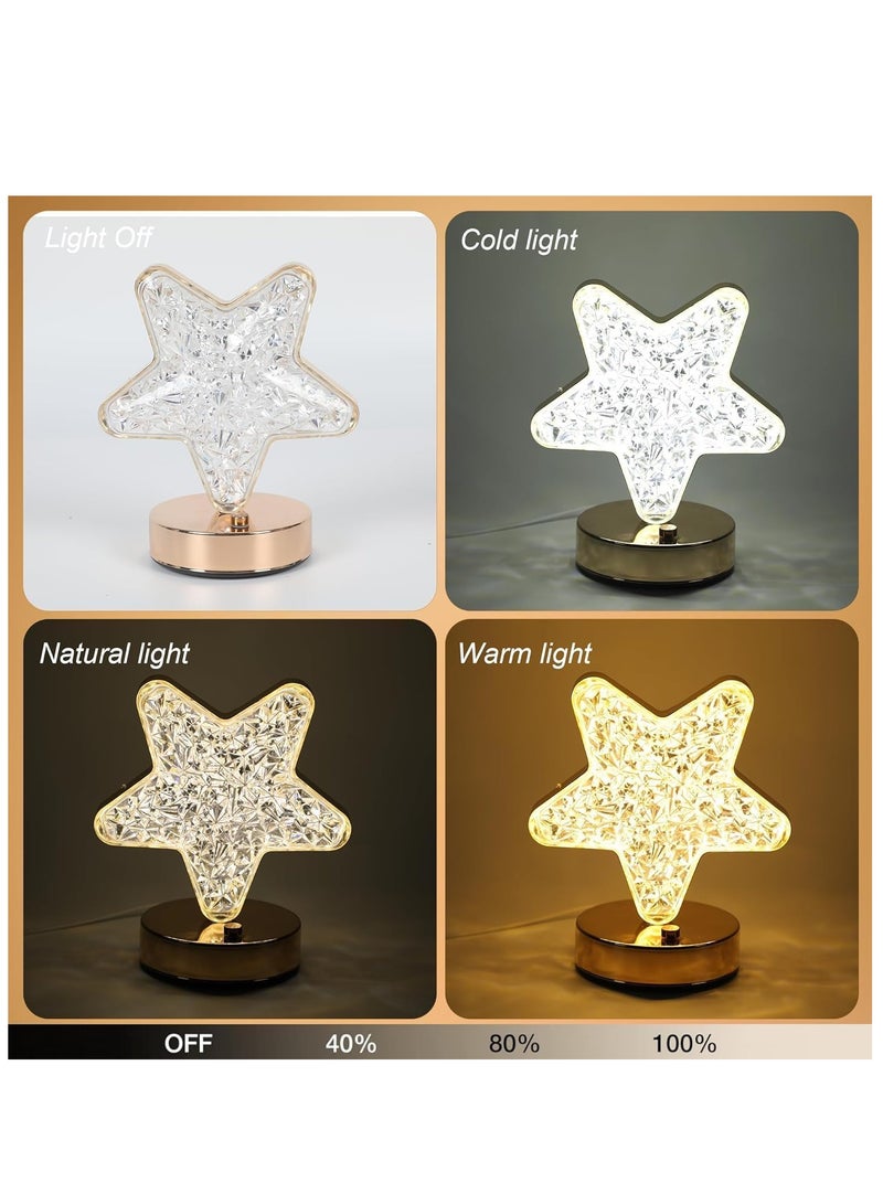 Desk Lamp,Star lamp,Crystal Table Lamp Star Shape Night Light Touch LED Nightstand Lamp Desk Lamp for Home Bedroom Living Room Office Ramadan Table Decorations - Image 3