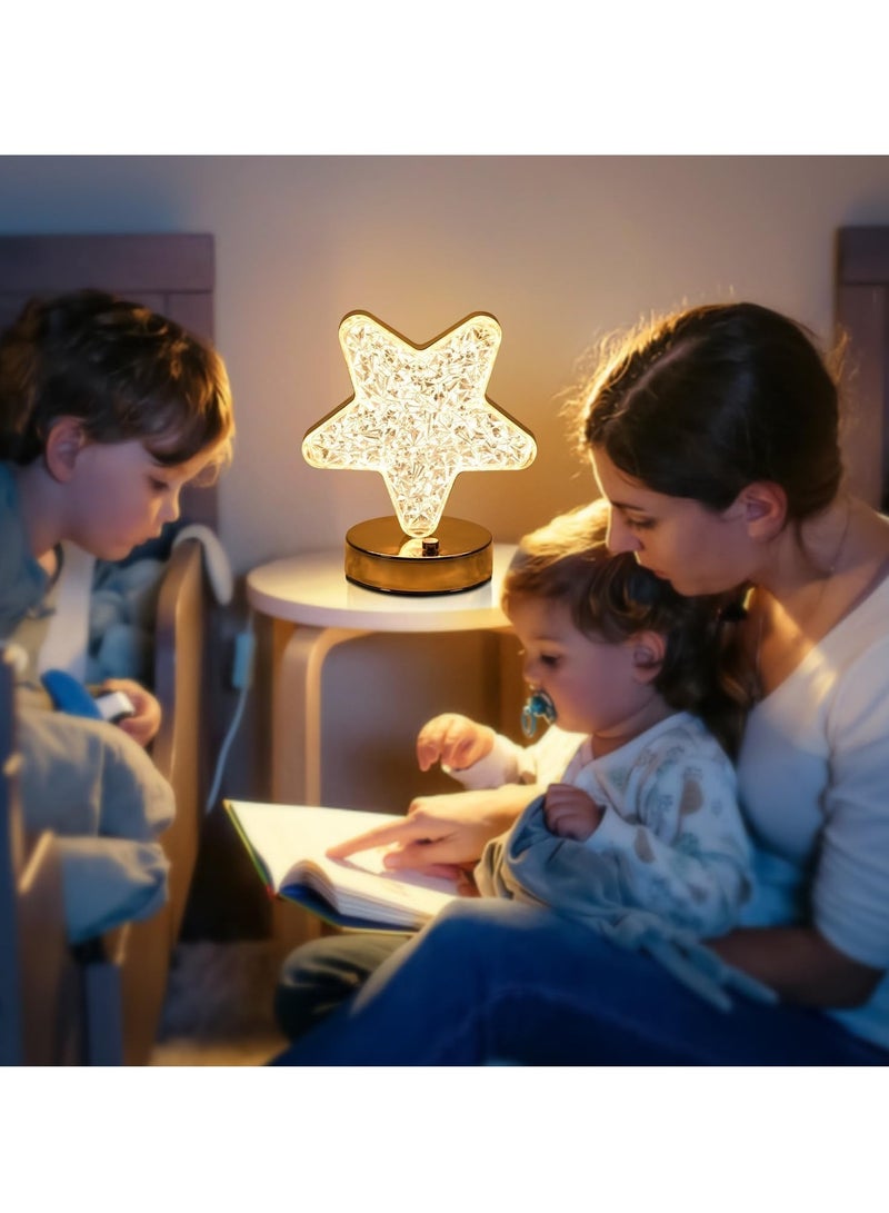 Desk Lamp,Star lamp,Crystal Table Lamp Star Shape Night Light Touch LED Nightstand Lamp Desk Lamp for Home Bedroom Living Room Office Ramadan Table Decorations - Image 5