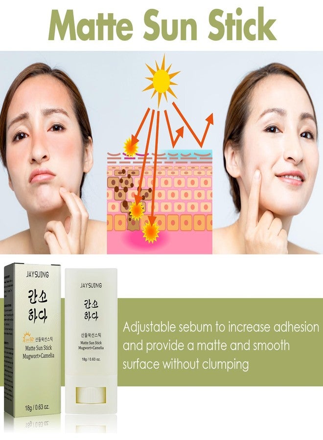 Gaayou Matte Sun Stick Mugwort + Camelia Korean Sunscreen Stick for Face Moisturizer with SPF 50+ PA+++ Matte Sunscreen for Face & Body Non Greasy, No White Cast （18g/0.63oz） - Image 4