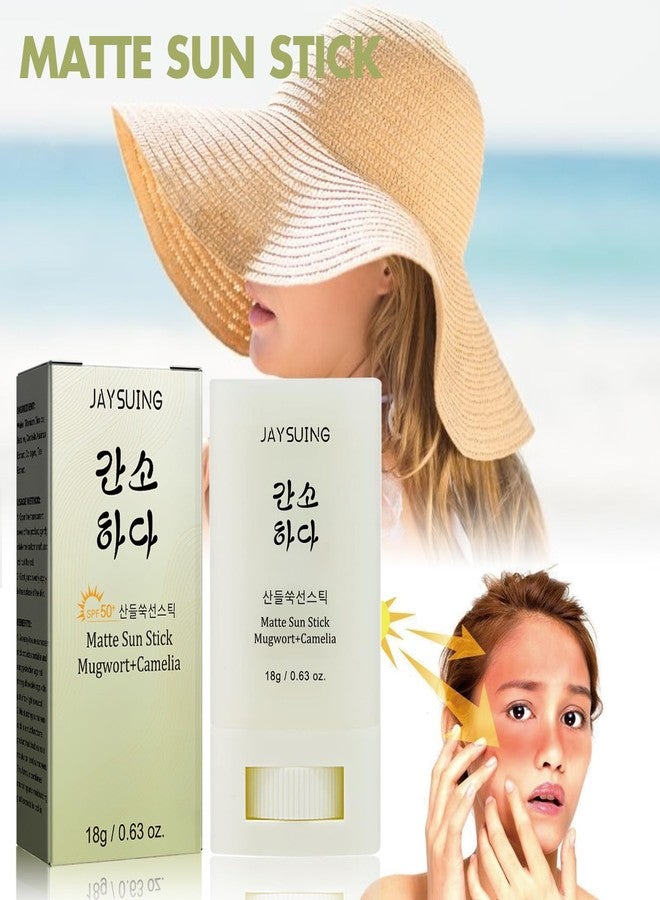 Gaayou Matte Sun Stick Mugwort + Camelia Korean Sunscreen Stick for Face Moisturizer with SPF 50+ PA+++ Matte Sunscreen for Face & Body Non Greasy, No White Cast （18g/0.63oz） - Image 2