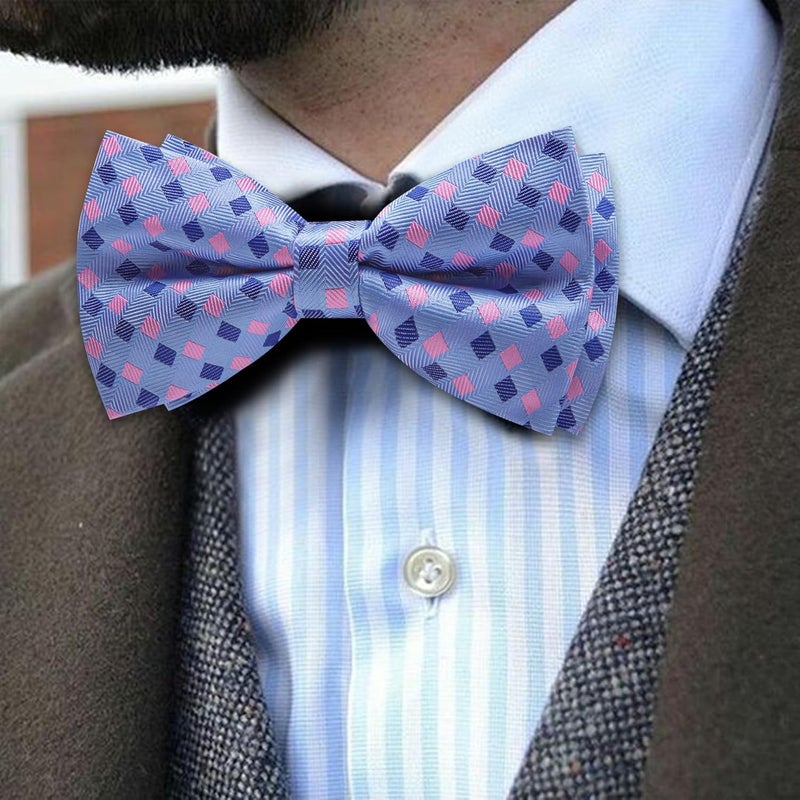 Barry.Wang Store Paisley Striped Bow Tie for Men Silk Pre-Tied Bowtie Pocket Square Cufflinks Set Formal Wedding Party Prom - Image 2