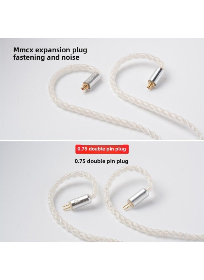 Silver-plated Earphone Wire 3.5 Gold-plated Plug 8-strand 152 Core Braided Silver-plated Wire Mmcx Shure Wire 0.78 Double Needle Wire-Color:Transparent Red 0.78 Double Needle-Length:1.25 M  - Image 4