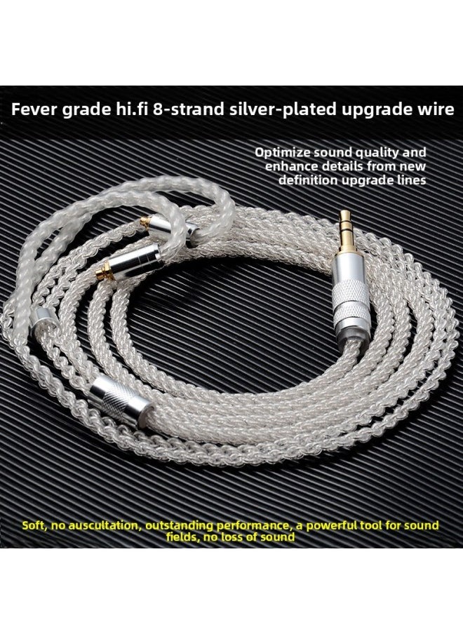 Silver-plated Earphone Wire 3.5 Gold-plated Plug 8-strand 152 Core Braided Silver-plated Wire Mmcx Shure Wire 0.78 Double Needle Wire-Color:Transparent Red 0.78 Double Needle-Length:1.25 M  - Image 2