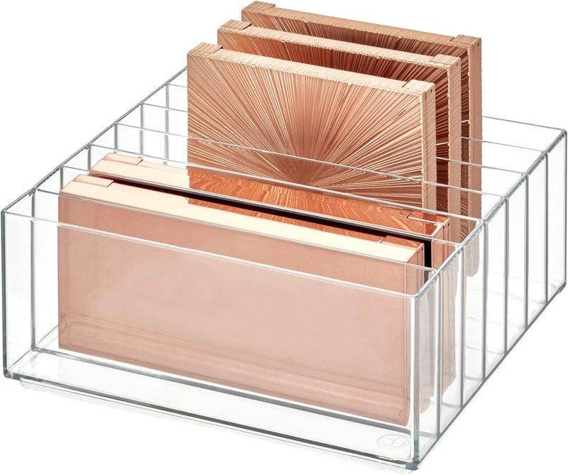 InterDesign iDesign 42870 Clarity BPA-Free Plastic Divided Wide Makeup Palette Organizer, 8.1" x 8.1" x 3.7"