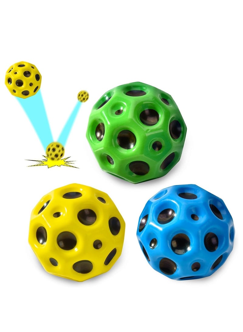 3pcs Space Ball Super High Bouncing Space Ball Pop Bouncing Ball Helps Improve Hand-Eye Coordination Astro Jump Ball Moon Ball for Kids